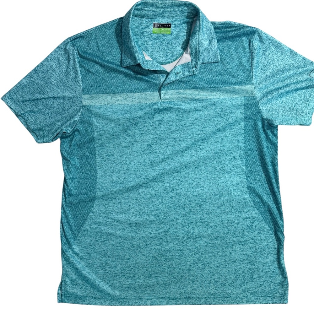 PGA TOUR ProSeries Golf Polo XXL Blue Teal Athletic Fit Performance Shirt Mens
